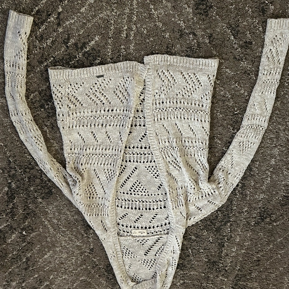 Hollister Cream Open-Knit Cardigan Sweater
